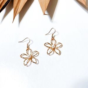 Flower pearl dangle earrings S600